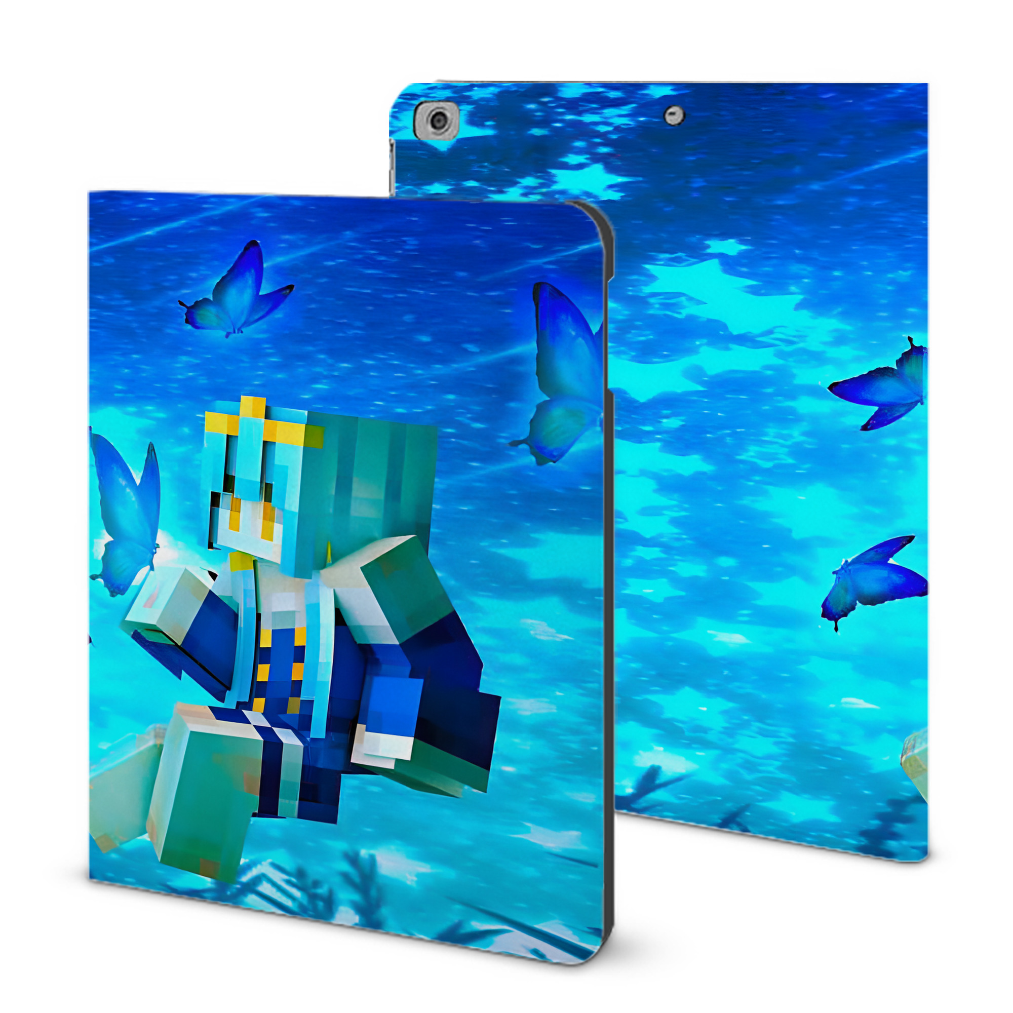 （画像用） マインクラフト ブロックの世界 Minecraft MC Block world IPad ケース ブック型 PUレザー TPU 耐衝撃 軽量 薄型 ペン収納なし 全面保護 IPad 各モデル対応